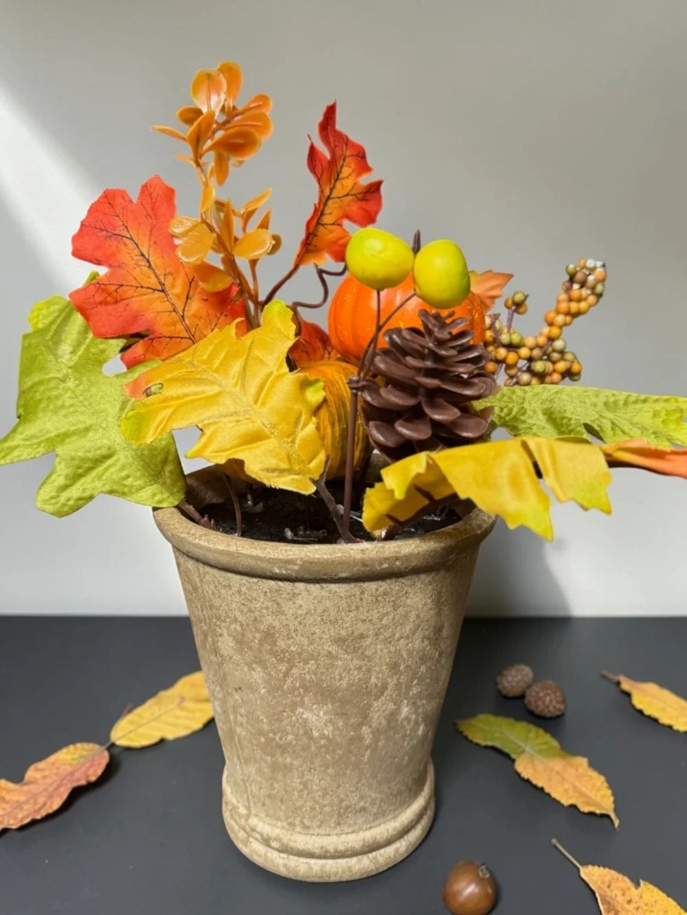 NWOT Fall Pumpkin Floral Arrangement Rustic Harvest Decor